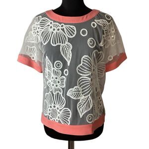 Bob Mackie Wearable Art Sheer Sequin Short Top Blouse Women’s Medium